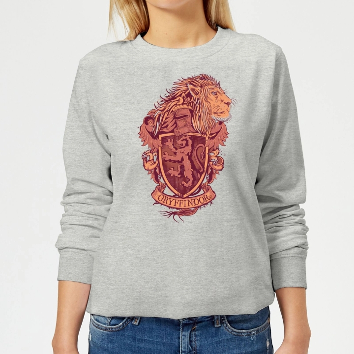 Harry Potter Gryffindor Drawn Crest Sweatshirt Grey