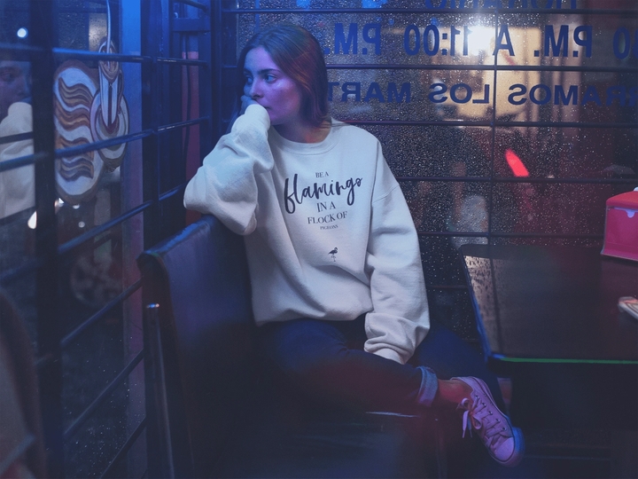 Be A Flamingo In A Flock Of Pigeons Sweatshirt White
