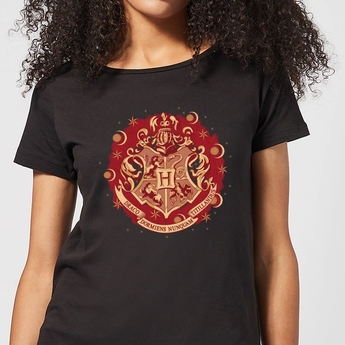 Harry Potter Hogwarts Christmas Crest T-Shirt Black