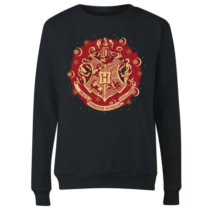 Harry Potter Hogwarts Christmas Crest Sweatshirt Black