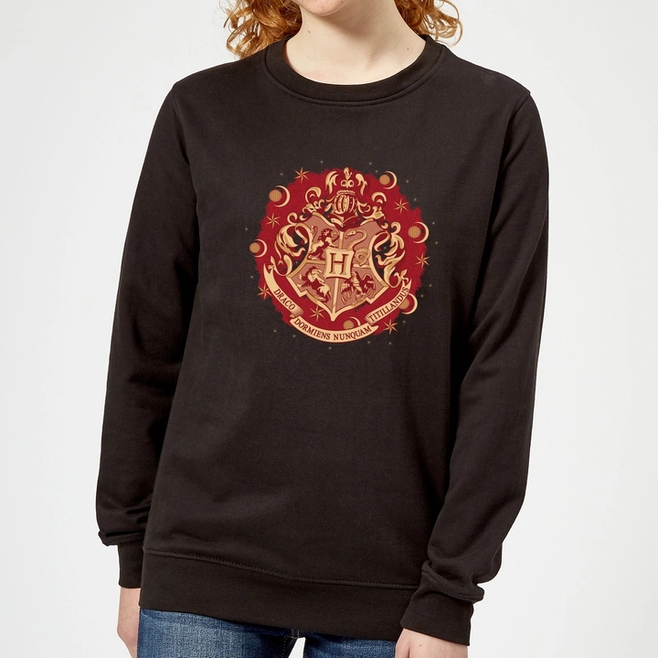 Harry Potter Hogwarts Christmas Crest Sweatshirt Black