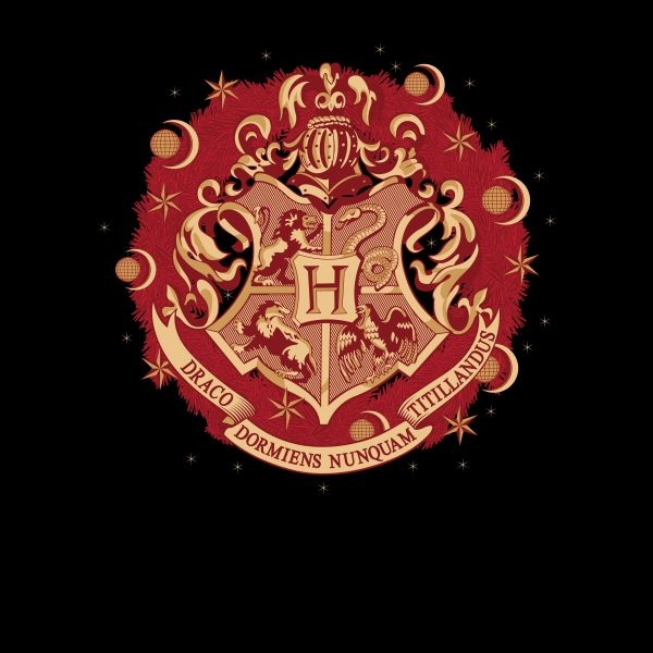 Harry Potter Hogwarts Christmas Crest T-Shirt Black