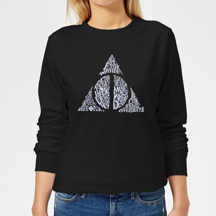 Harry Potter Deathly Hallows Text Sweatshirt Black