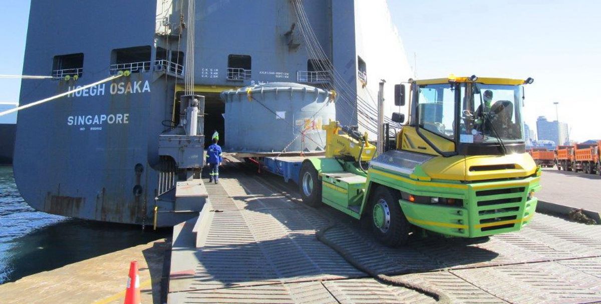 shipment of furnace parts from Durban to Singapore