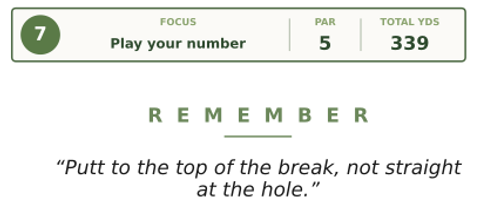 An image of a Reminder message that would be printed in the yardage book