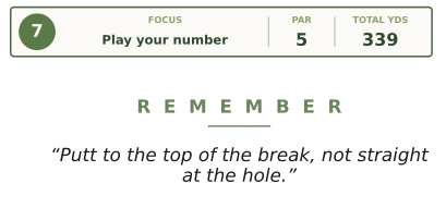 An image of a Reminder message that would be printed in the yardage book