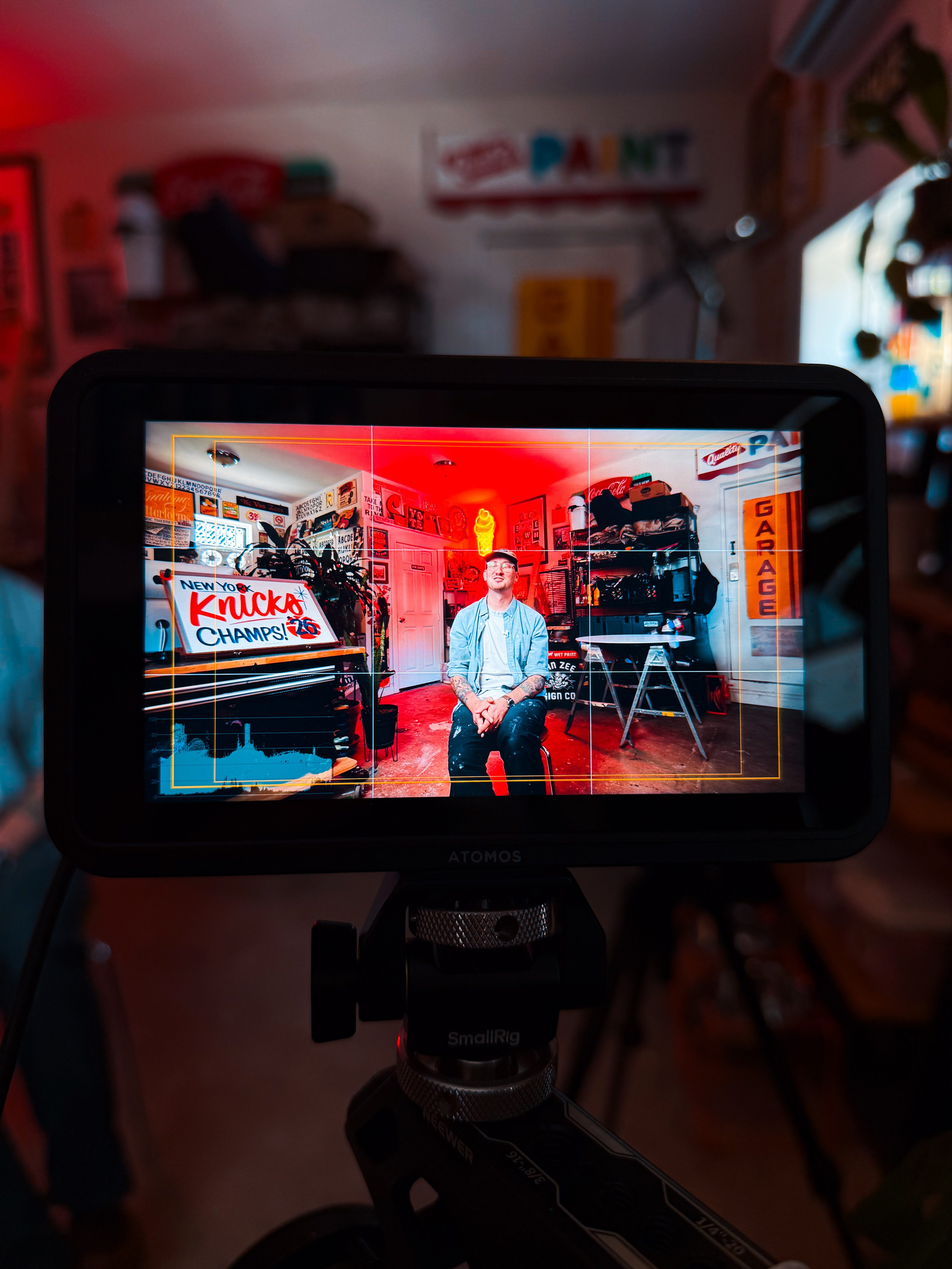 Close-up of the monitor during the interview