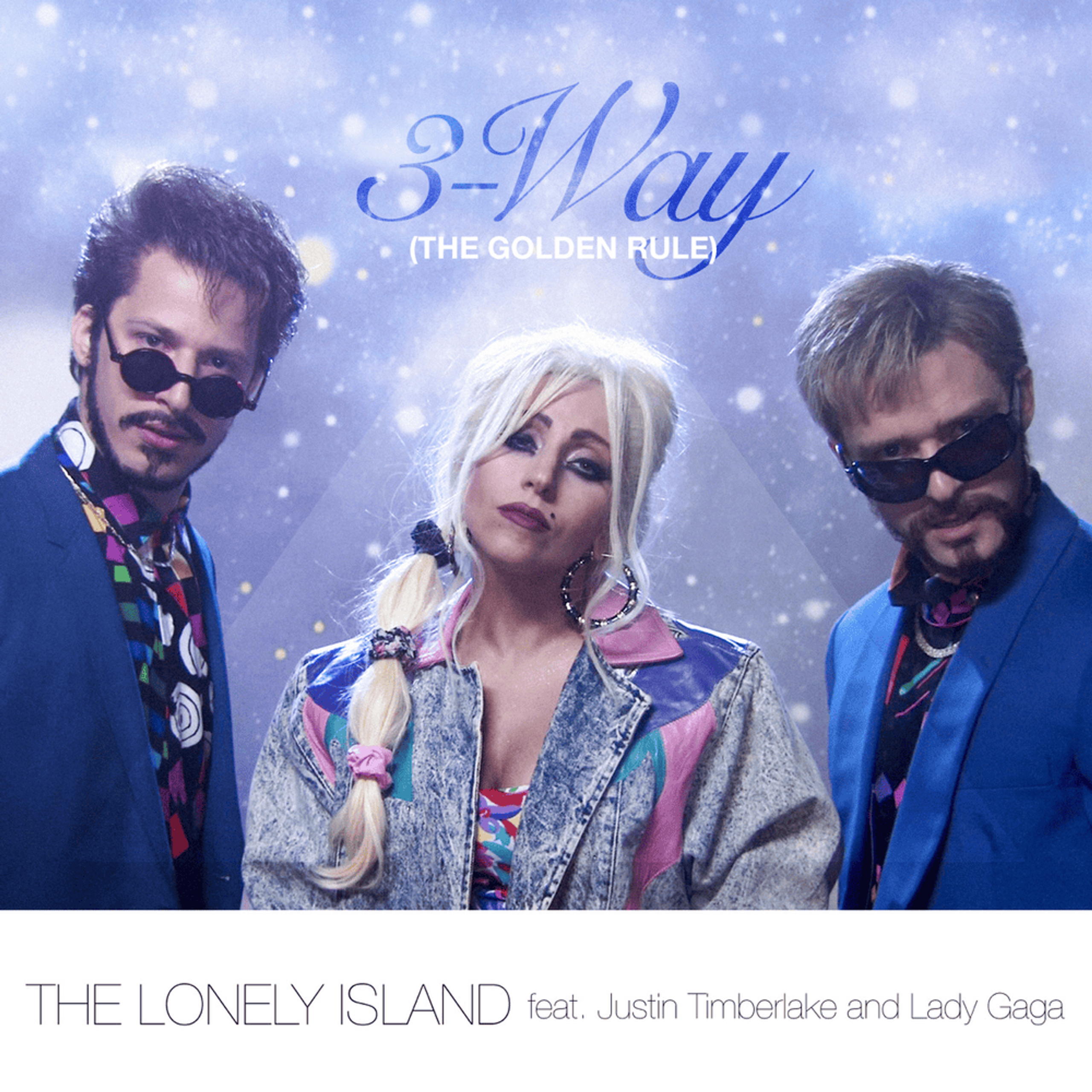 The Lonely Island and Lady Gaga posing