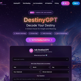 DestinyAI official homepage showing DestinyGPT input form DestinyAI official homepage showing DestinyGPT input form