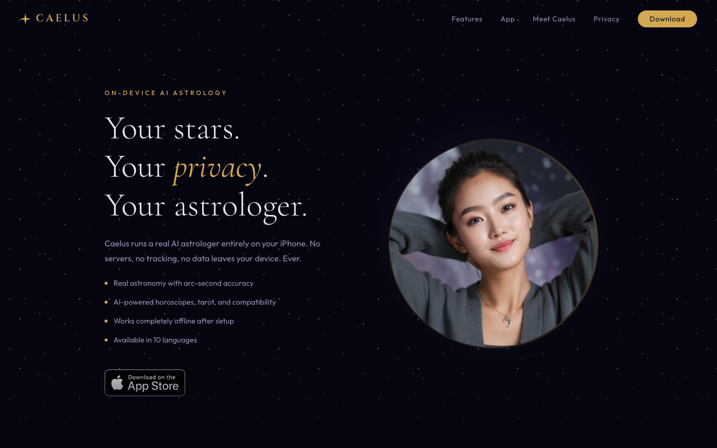 Caelus website screenshot
