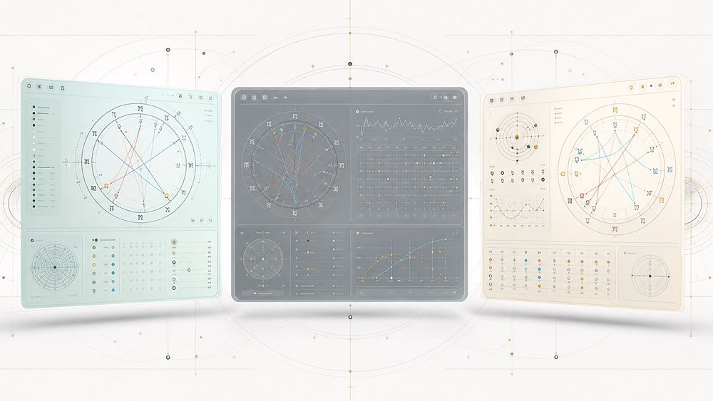 Technical editorial cover for serious astrology app comparison