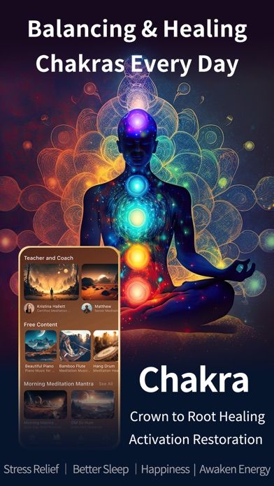 Chakra Balance meditate Mantra App Store screenshot