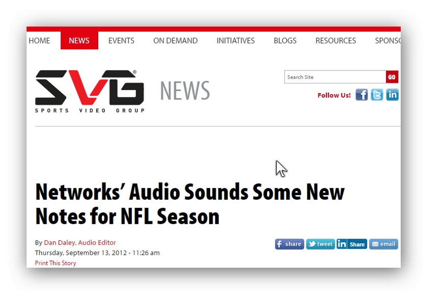 KLOVER MiK Parabolic Mic In SVG Article on NFL Audio