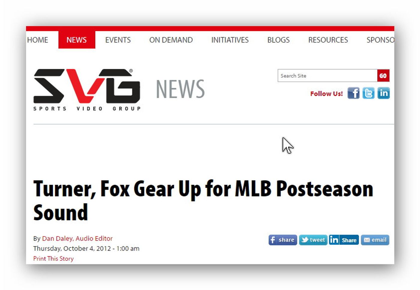 Our Parabolic Mics in SVG Article On MLB Postseason Audio