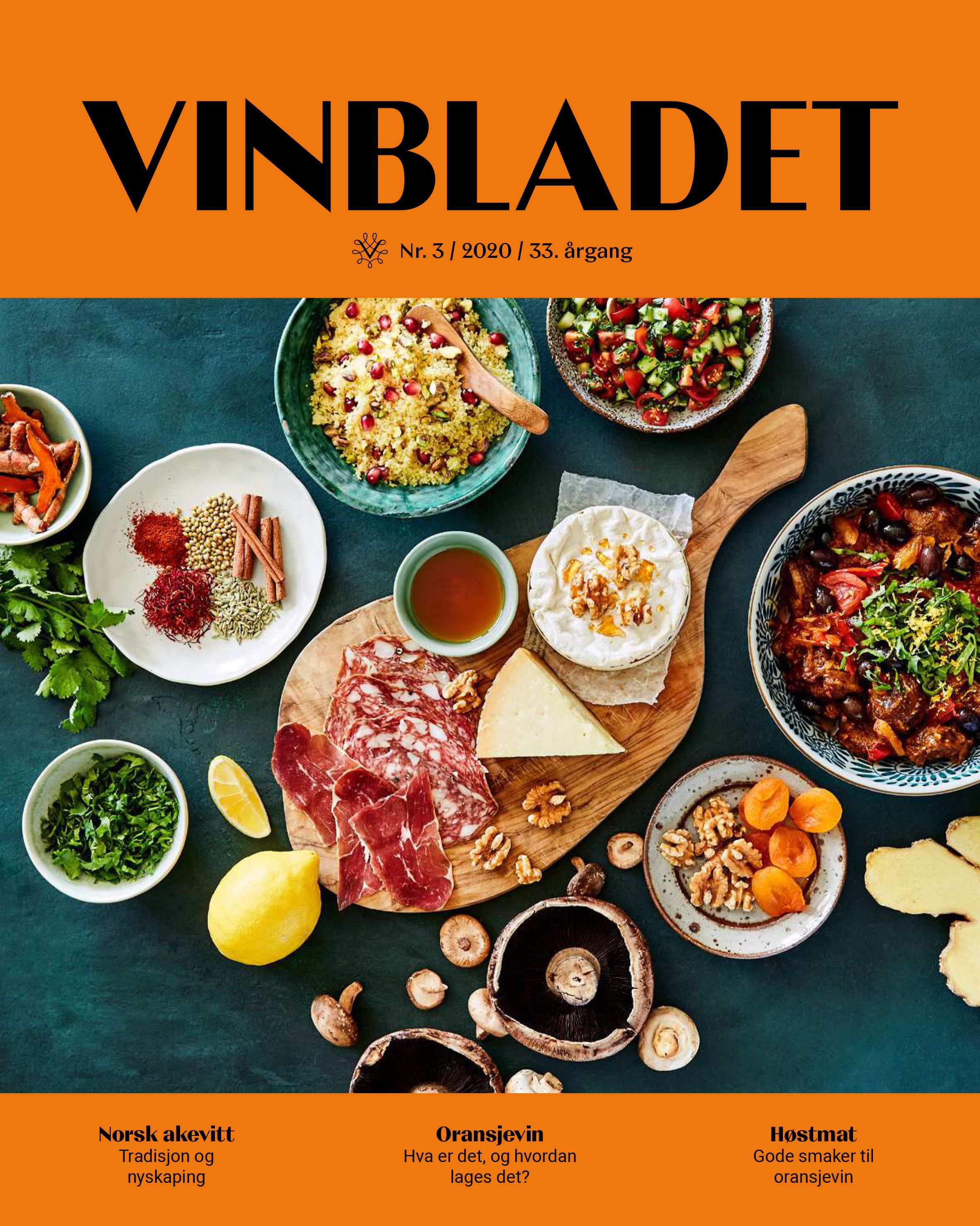 Forside av magasin med bilde av spekemat krydder, ost og lammetagine.