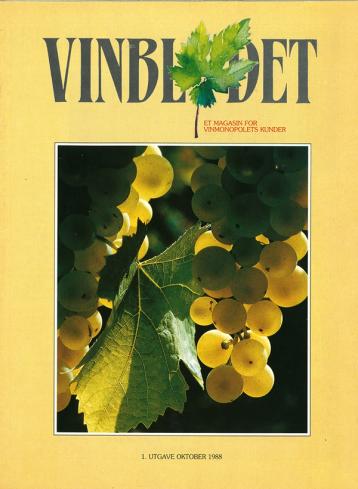 Forsiden på den første utgaven av Vinbladet, 1988