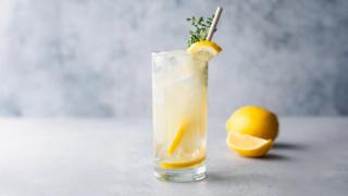 Tom Collins med sitronskive som pynt, servert i longdrink-glass