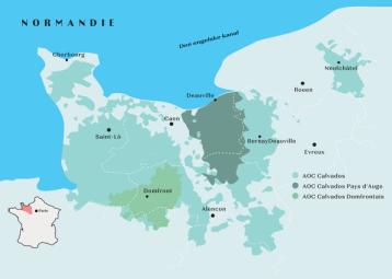 Kart over Normandie i Frankrike.