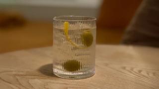Dirty martini gin and tonic.