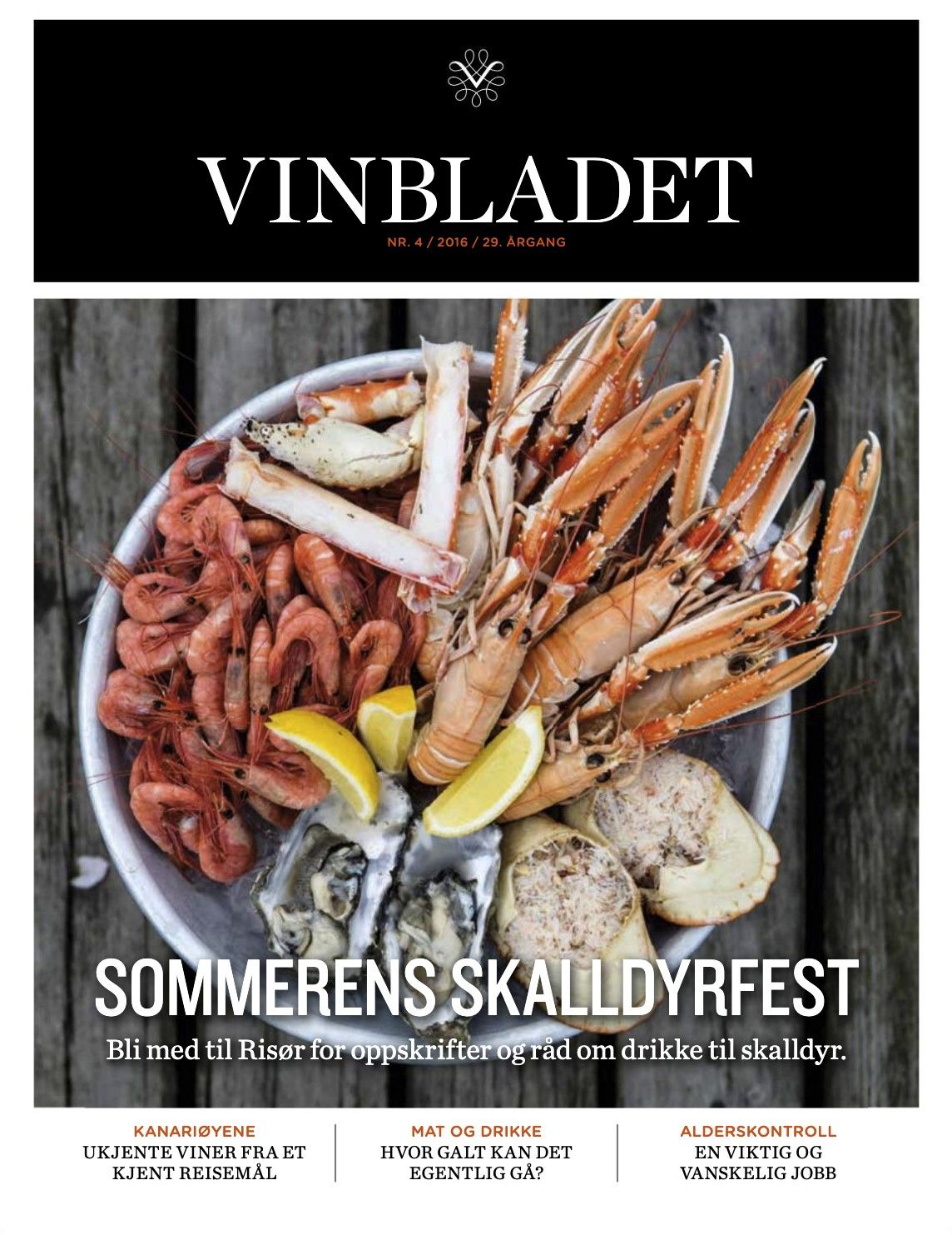 Magasinforside med skalldyrfat.