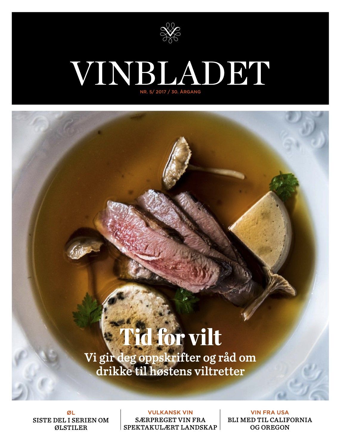 Magasinforside: tallerken med en viltrett.