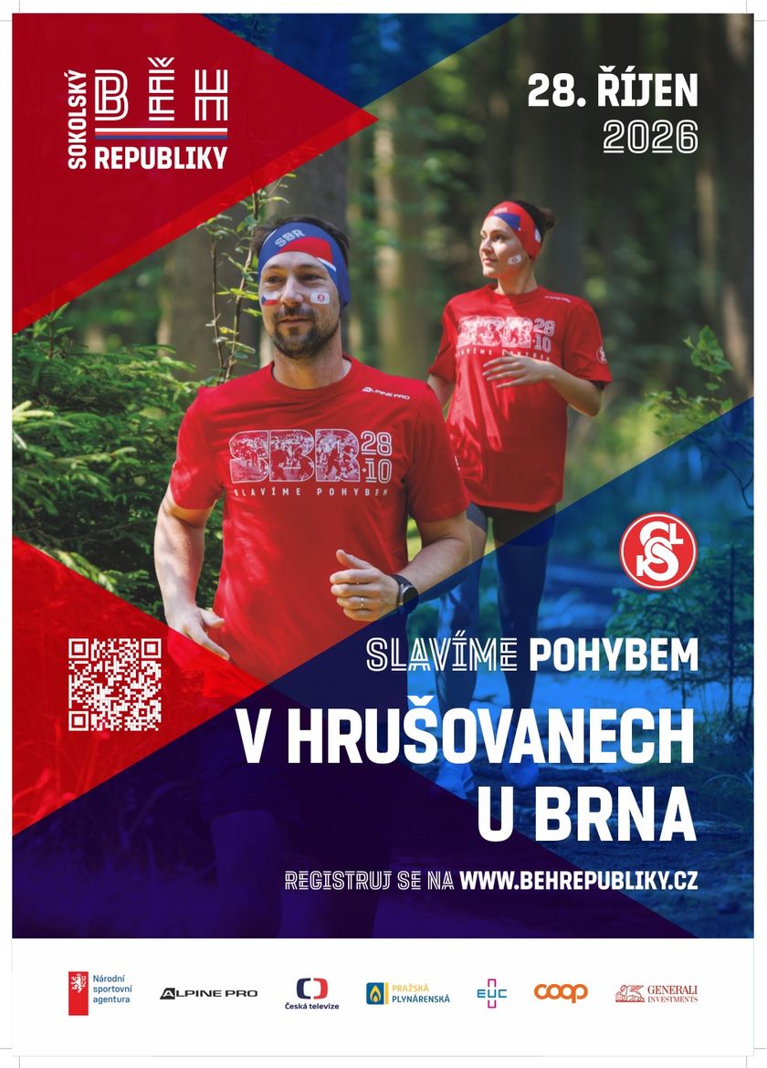 Plakát Sokolský běh republiky v Hrušovanech u Brna, 28. října 2026