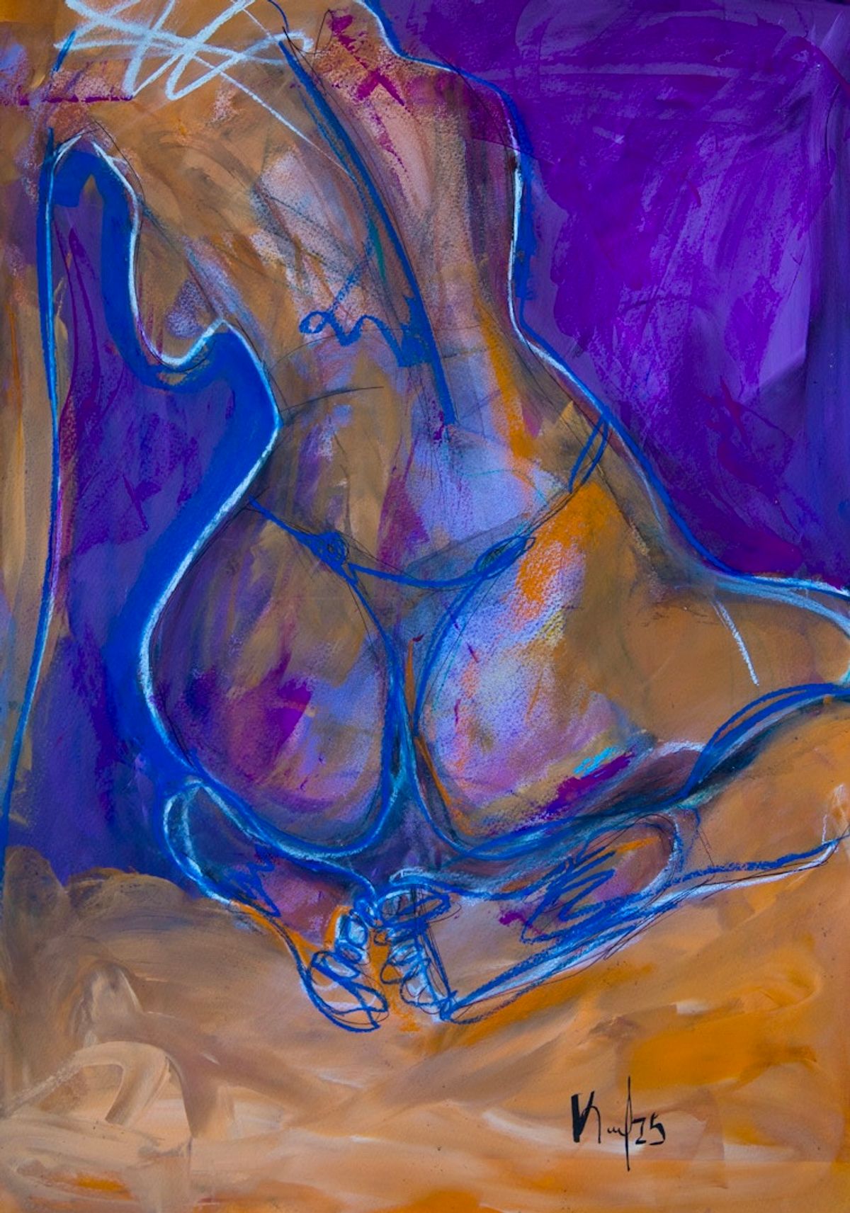 Edge - Conte and Acrylics on paper, 2025, 42 x 60 cm