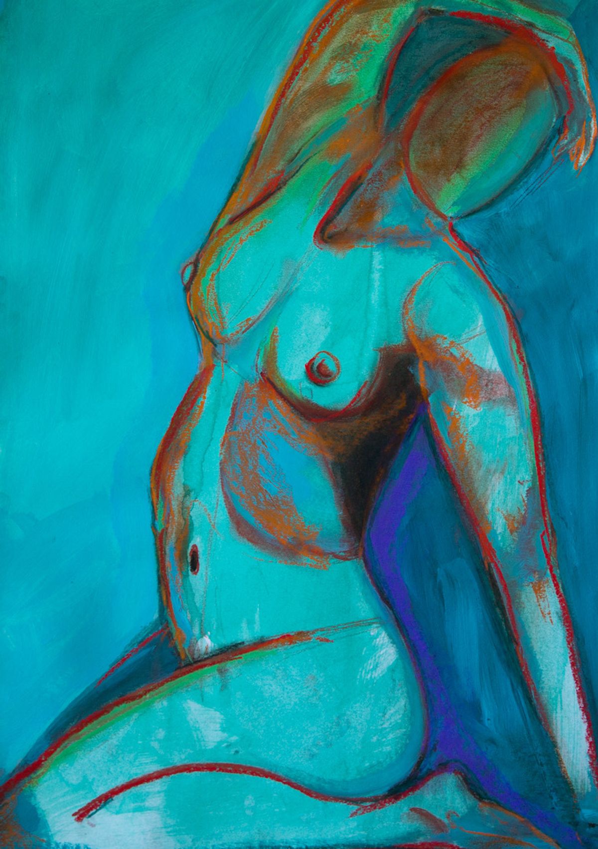 Lean - Conte and Acrylics on paper, 2025, 42 x 60 cm