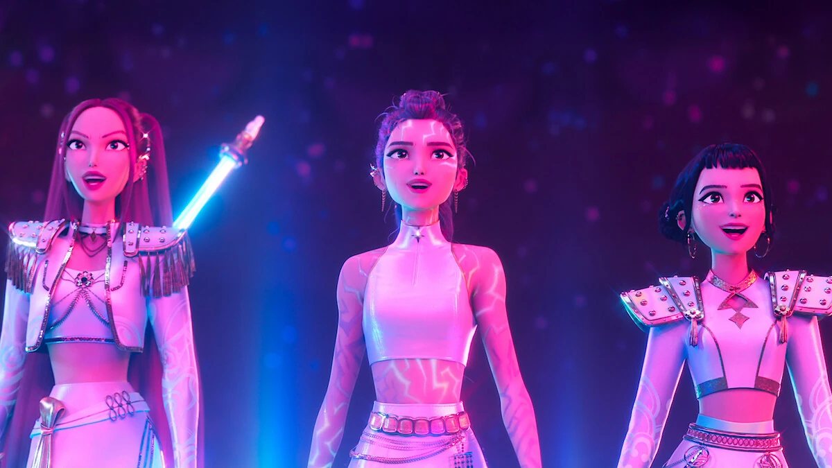 Rumi, Mira and Zoey performing together in KPop Demon Hunters