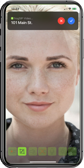 frogSIP incoming video call on a phone