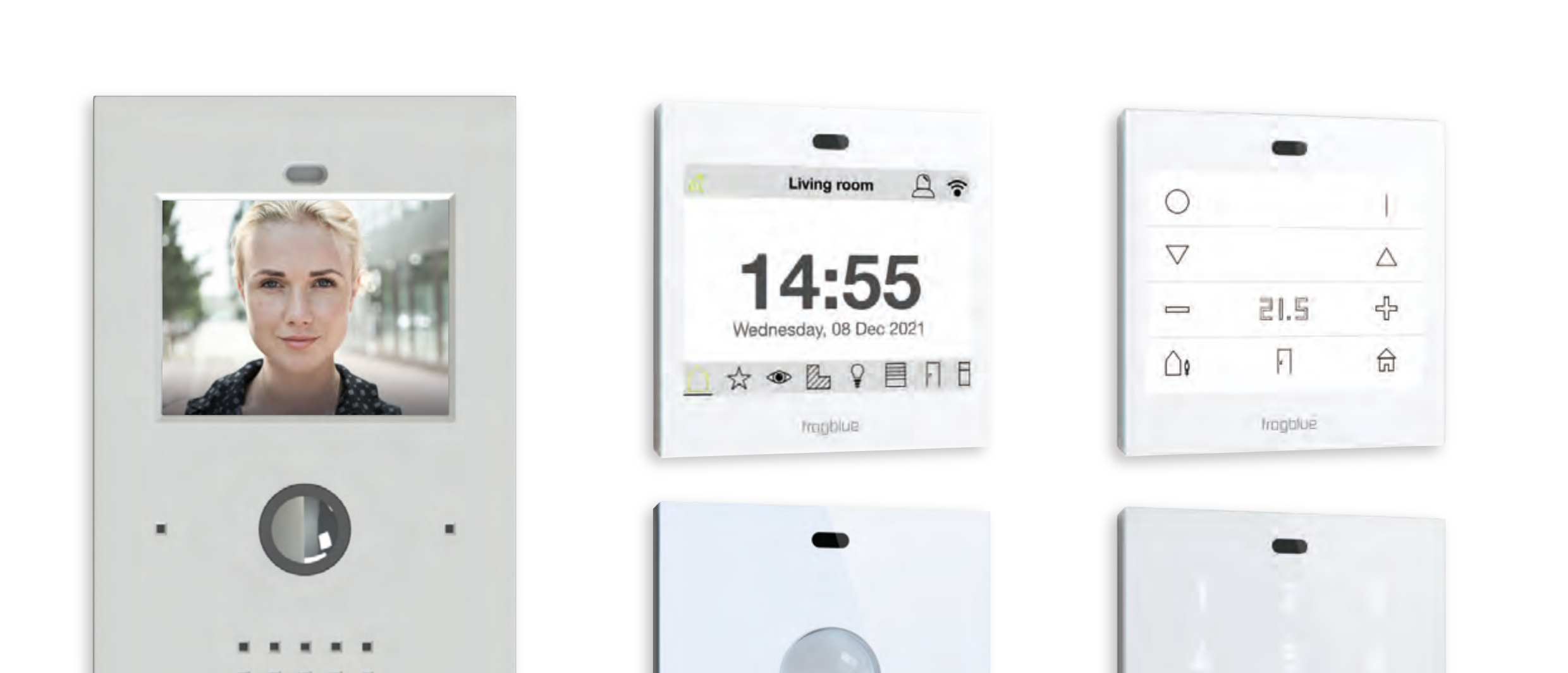 frogblue Produktpalette: SIP-Türstation, frogDisplay, Cubes, frog-Module und Sensoren