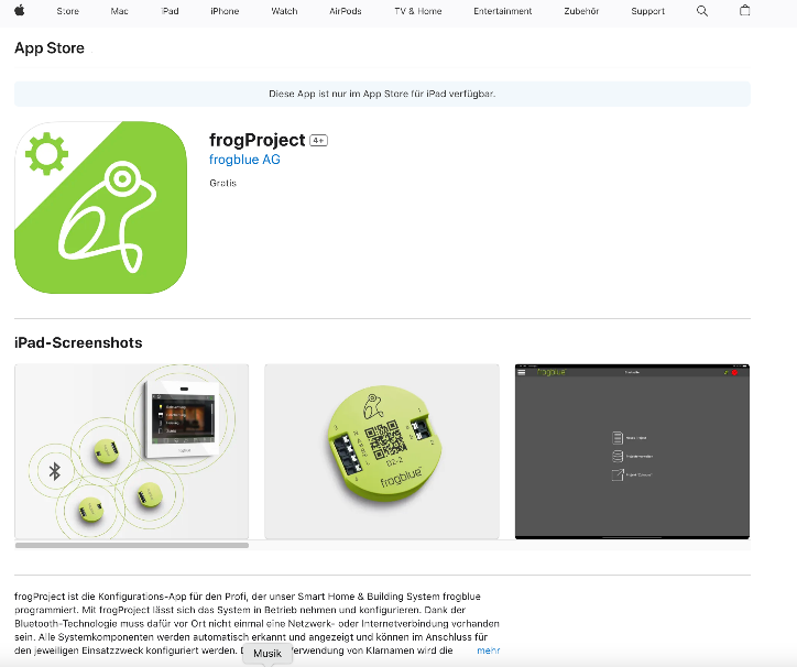 frogProject app in the Apple App Store