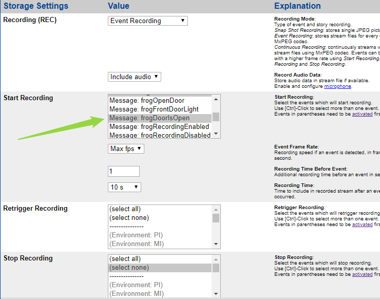 Recording (REC) — Event Recording on frogDoorIsOpen