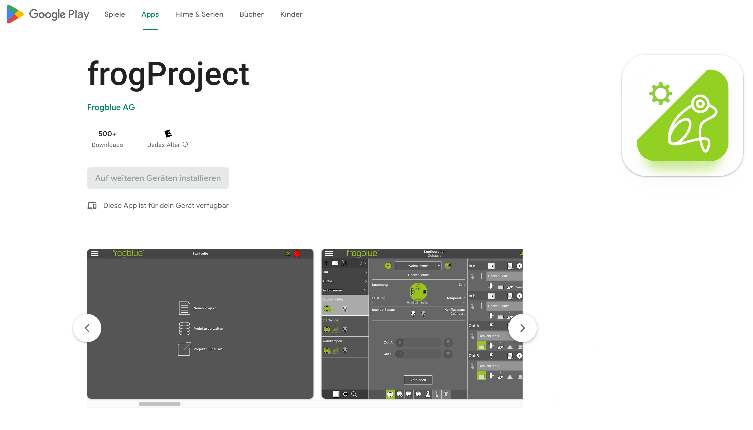 frogProject app in the Google Play Store