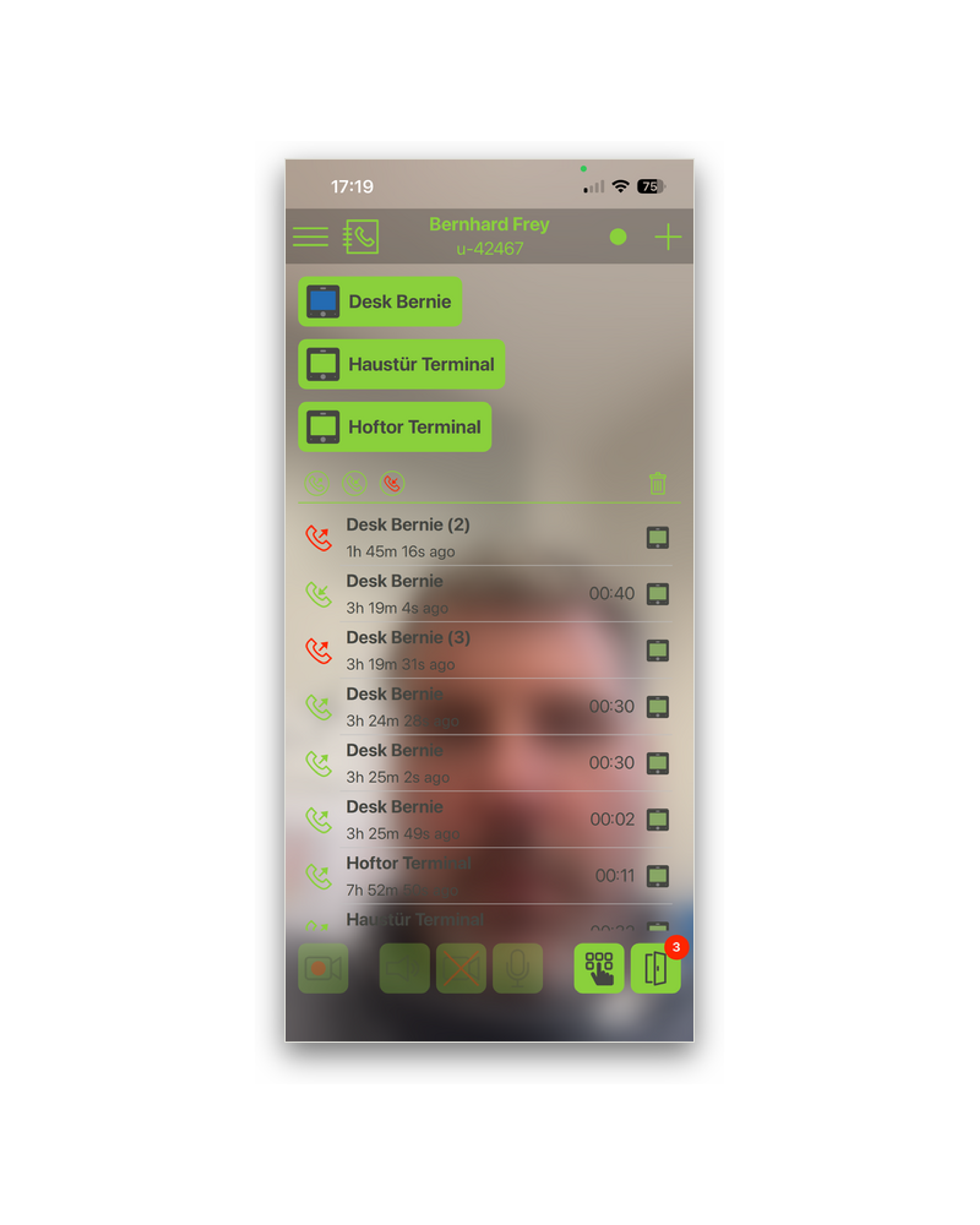 Akıllı telefonda frogSIP görüntülü interkom uygulaması