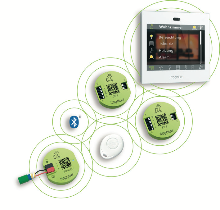 frogblue Smart-Home-System mit frogs, frogDisplay und frogKey im Bluetooth-Mesh-Netzwerk