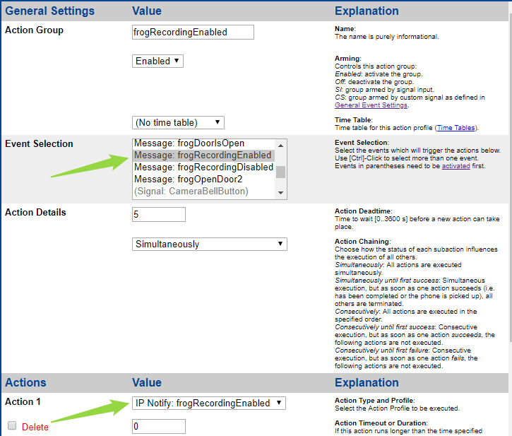 Action group frogRecordingEnabled — IP Notify