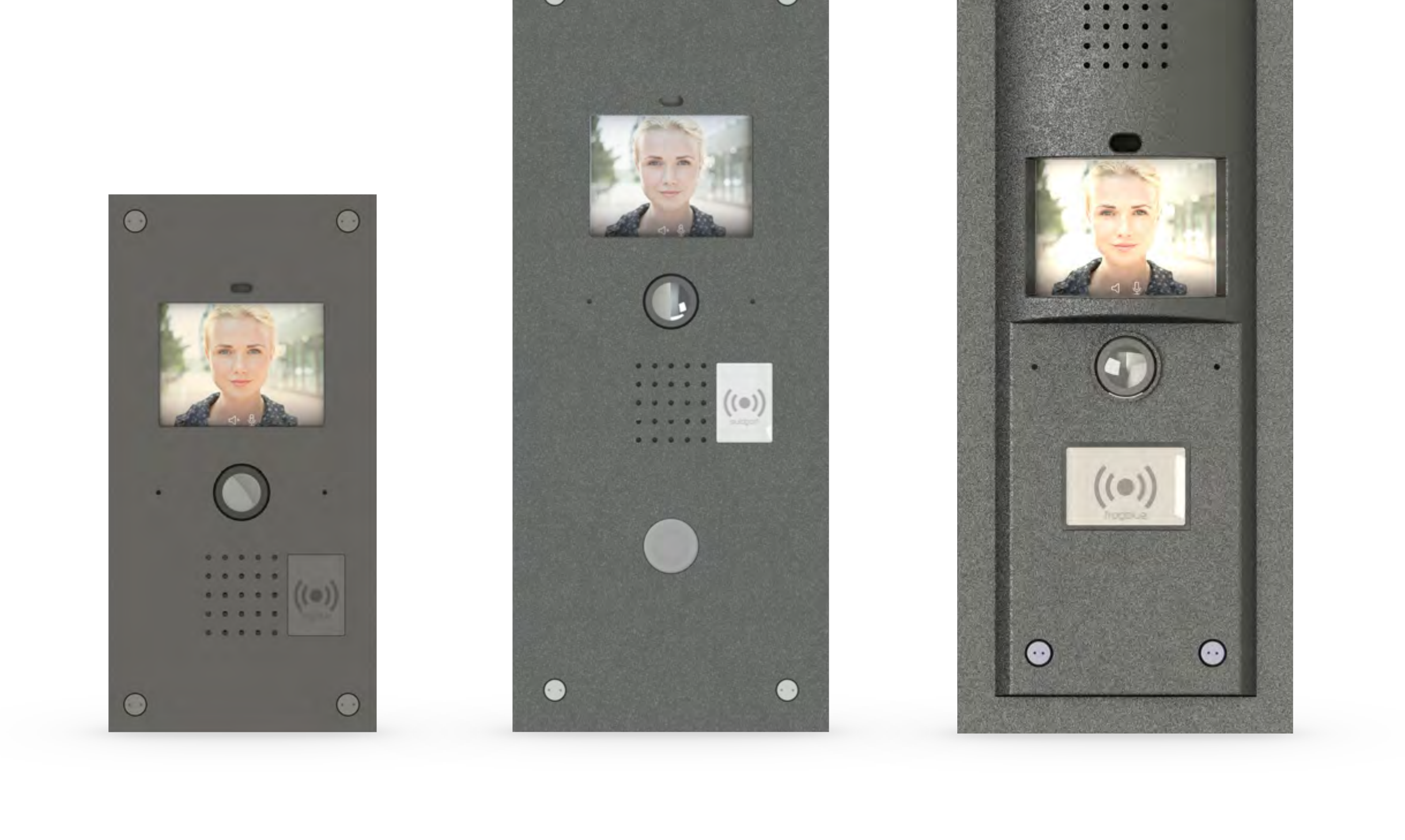 frogTerminal anthracite models in three sizes, with display, camera, speaker and RFID reader