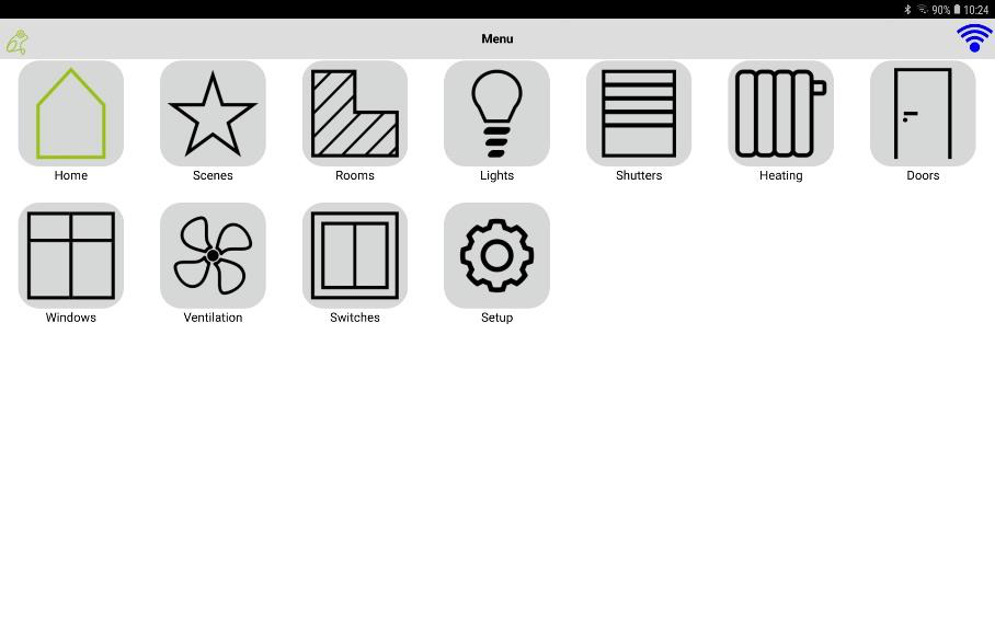 Menu screen for Android and iOS devices