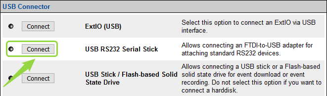 USB Connector — connect frogLink as Ext IO (USB)