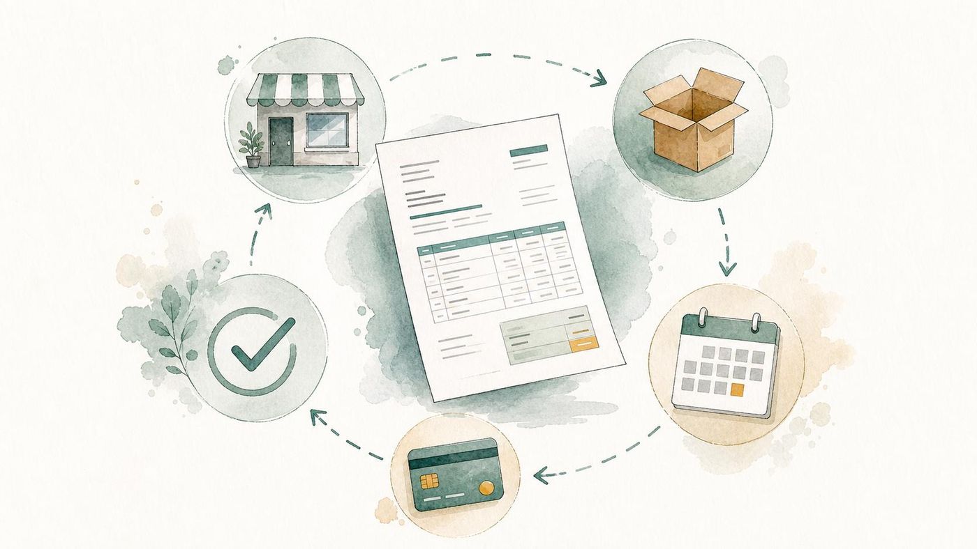 Schéma illustrant le circuit entre la vente, la facturation, le paiement et l’enregistrement comptable