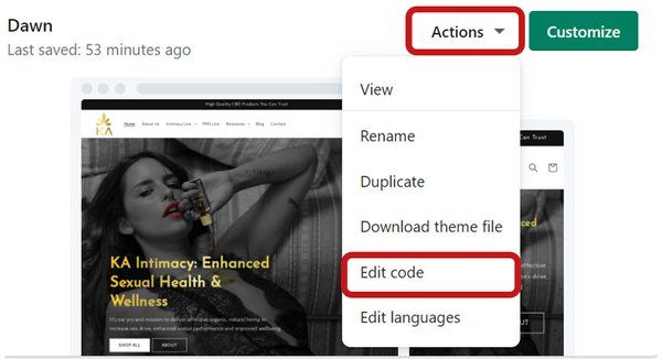 Edit code Shopify theme