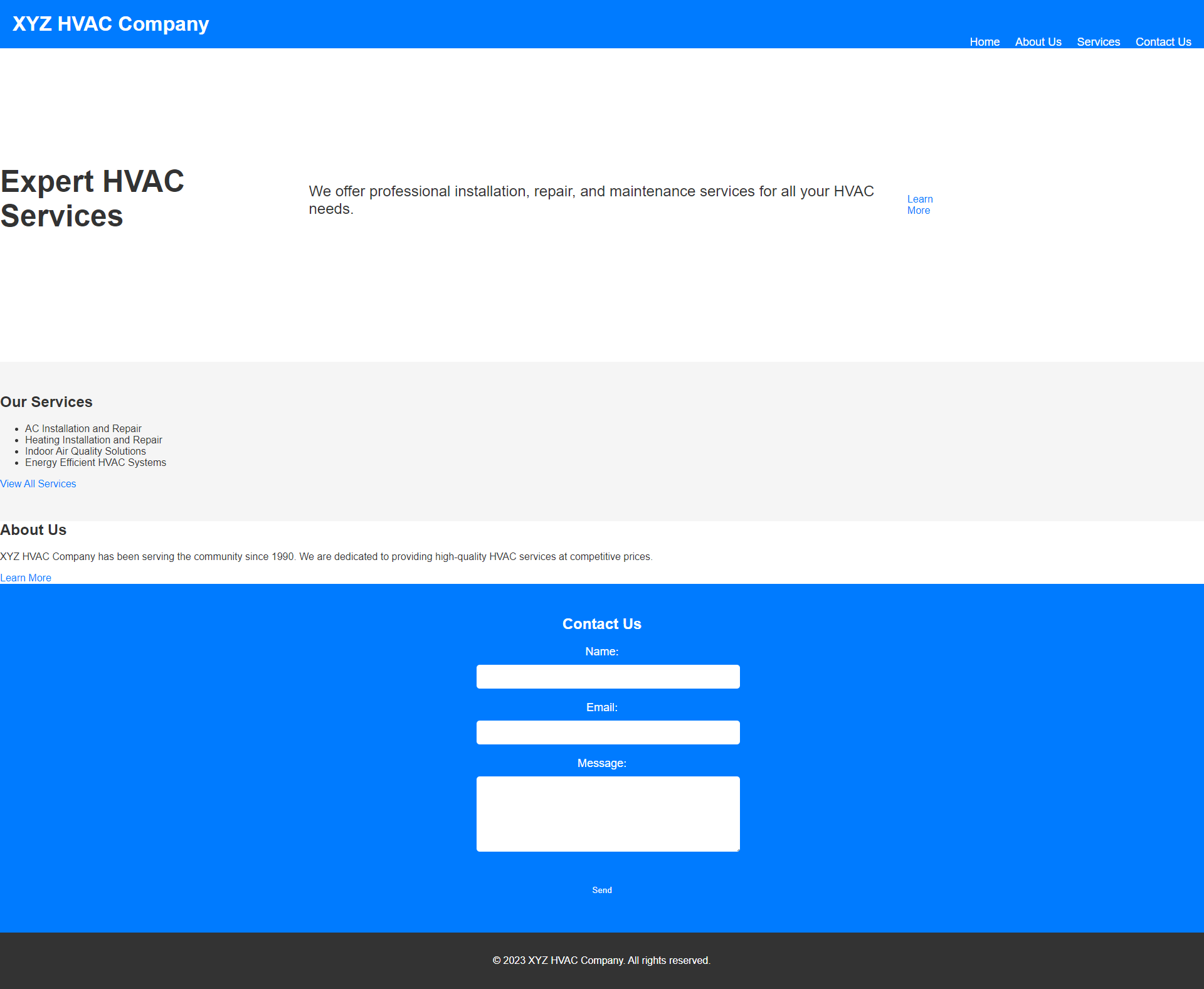 fictional hvac website