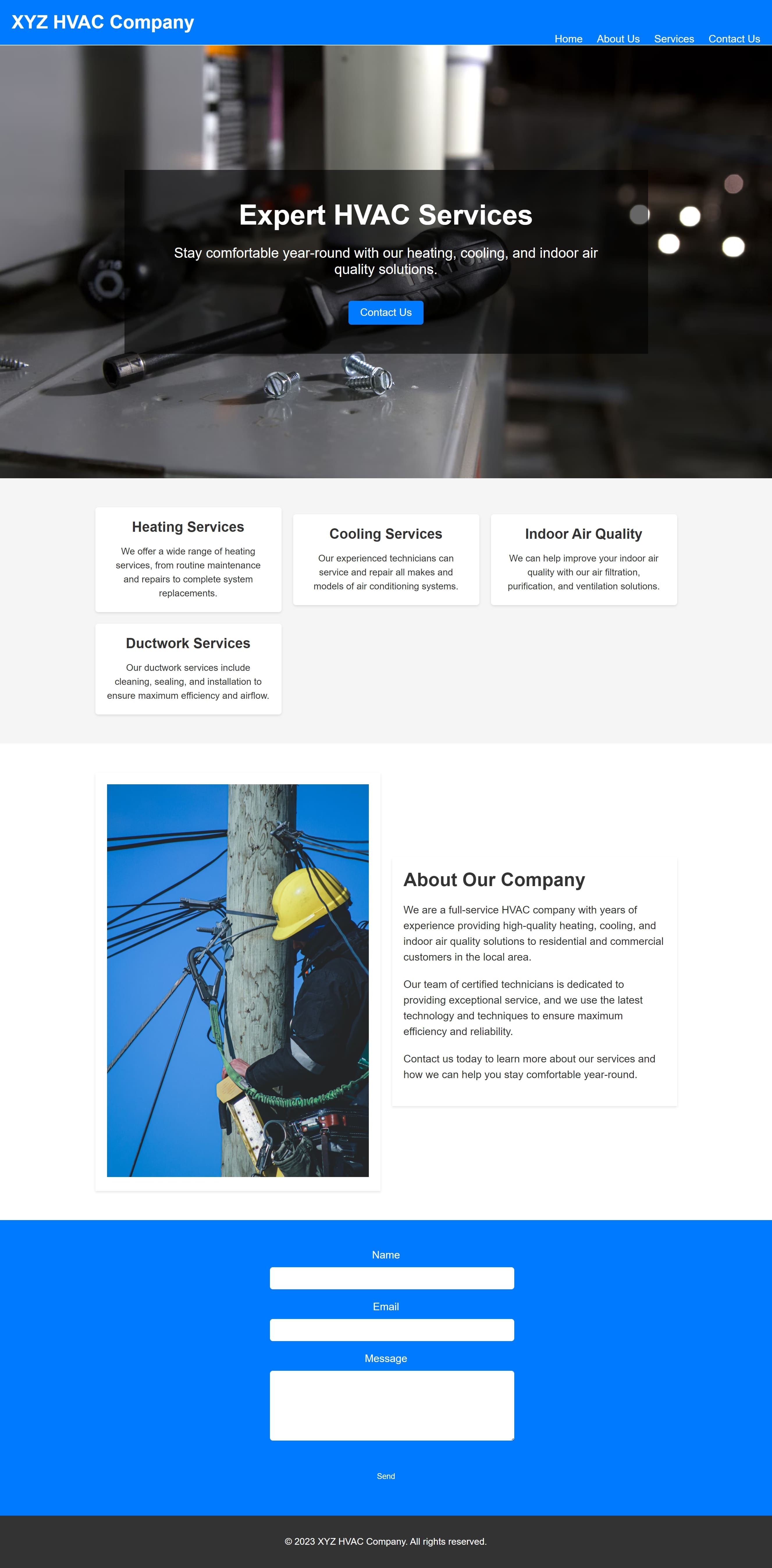 fictional HVAC company
