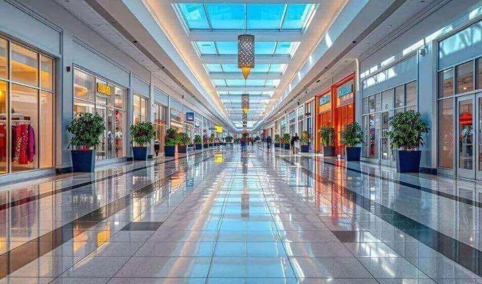 Señalización de protección civil en un centro comercial