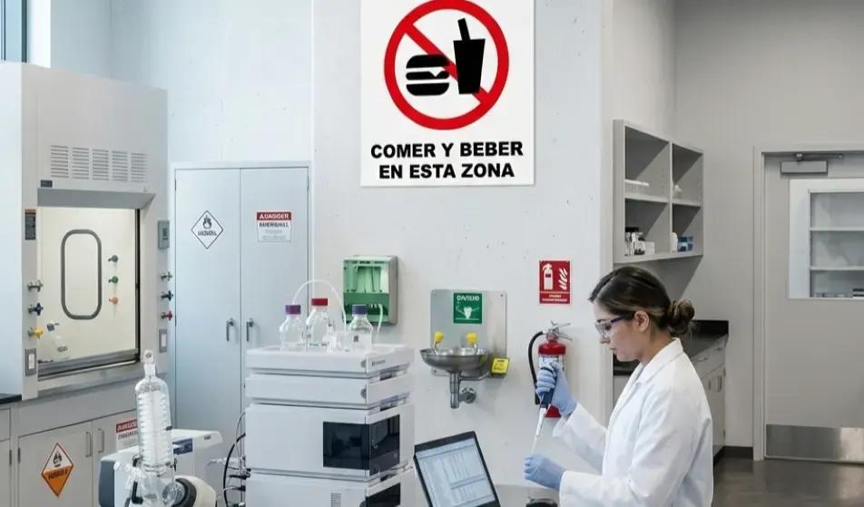 Señales de seguridad en un laboratorio