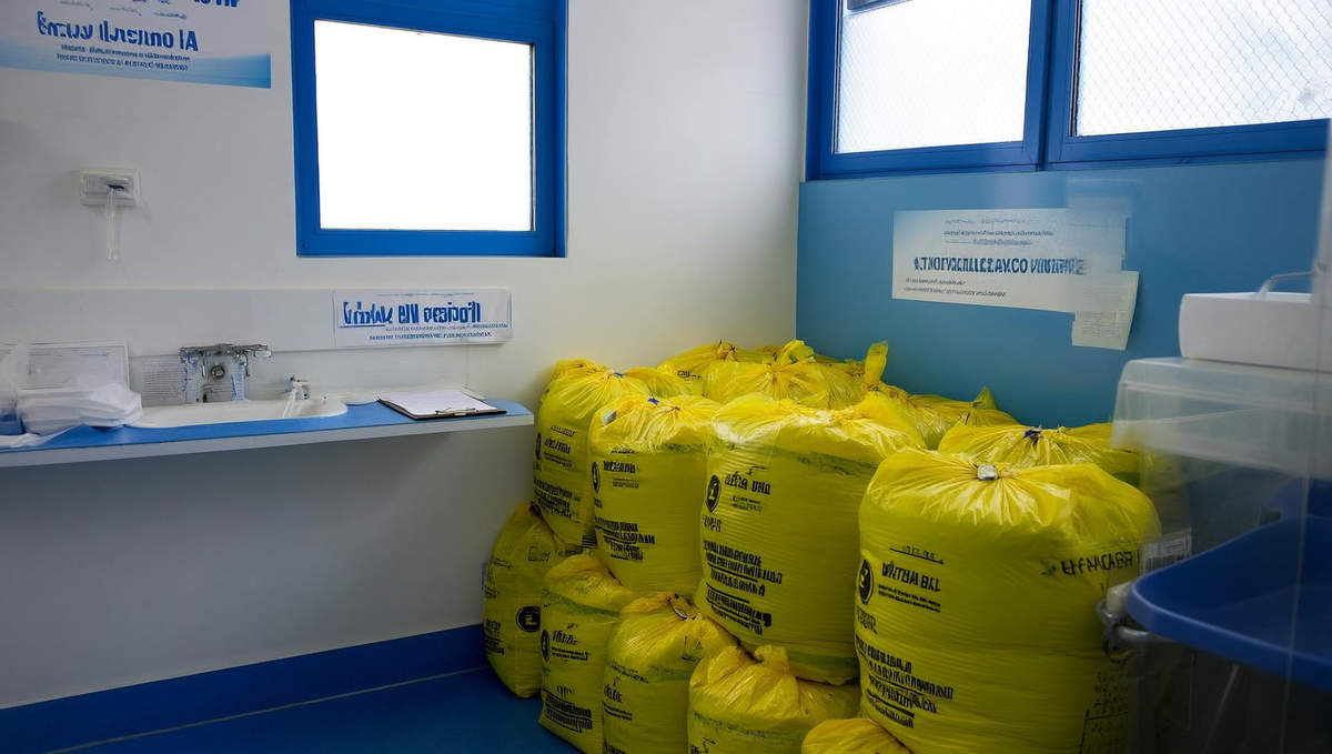 Consultorio con bolsas para RPBI amarilla