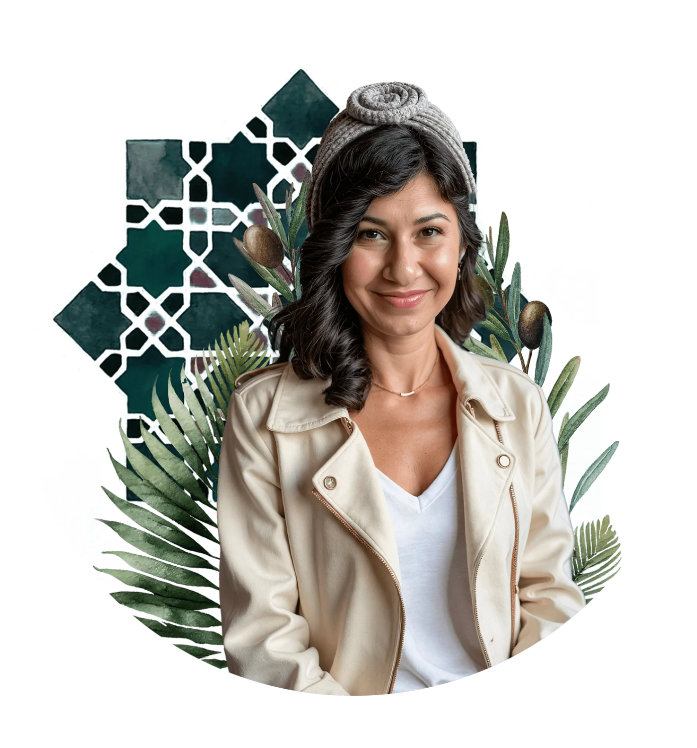 One of Sahar's headshots, cut and collaged to fit House of Paz's new creative direction