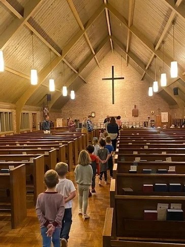 Day School Students inside Sanctuary