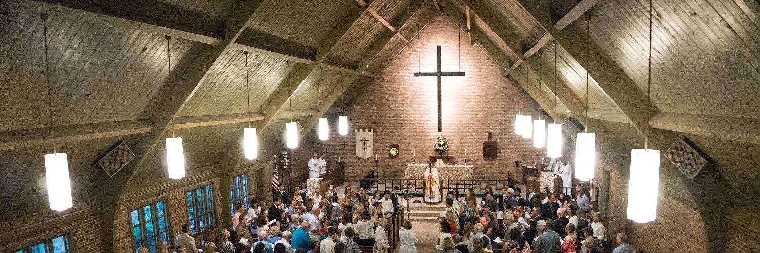 Interior view of sanctuary at St. Francis Episcopal Church during service
